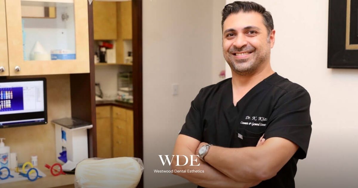 Dr. Kaivan Kiai in a treatment room at Westwood Dental Esthetics specializing in restorative dental care.